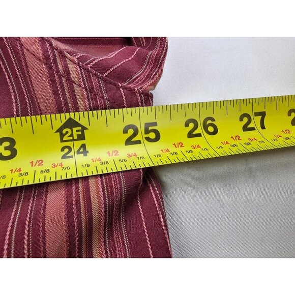 Tommy Bahama Size Large Mens Maroon Salmon Tan Stripe Logo Tag Silk L/S Shirt - Picture 2 of 10